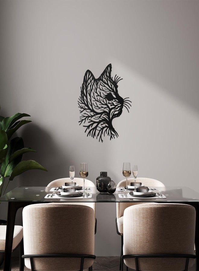 Otoolling Cat Tree Wall Art Silhouette Black Cat Wall Decor Metal Geometric Animal Art for Living Room Above TV Home Decoration, 10.2 x 10 Inch(Classic) - Image 5